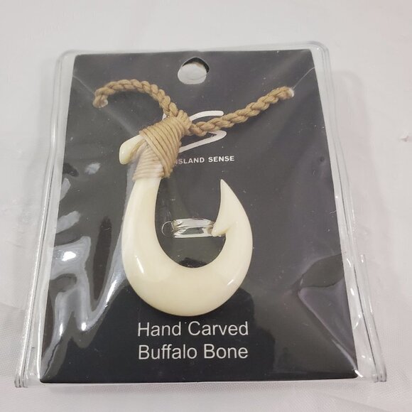 HAND Carved Buffalo Bone Pendant With Necklace - Picture 8 of 13